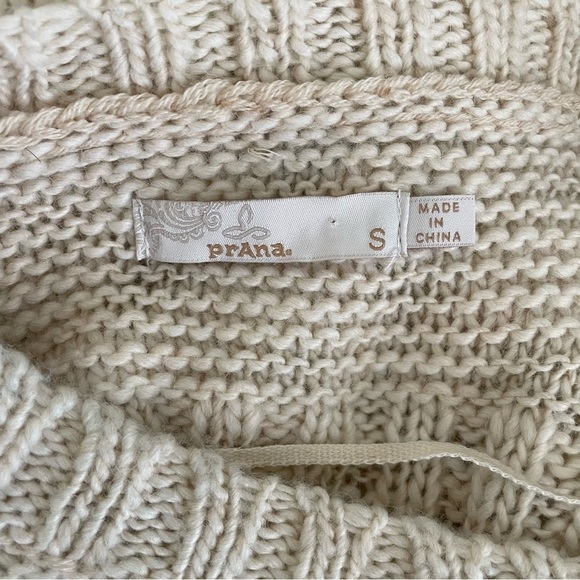 Prana Wool Blend Sweater Women S Preppy Y2K Cable Knit Neutral Pullover Academia - Picture 6 of 7